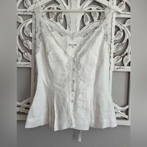 Reformation Josefina Linen Top in White - Size 4